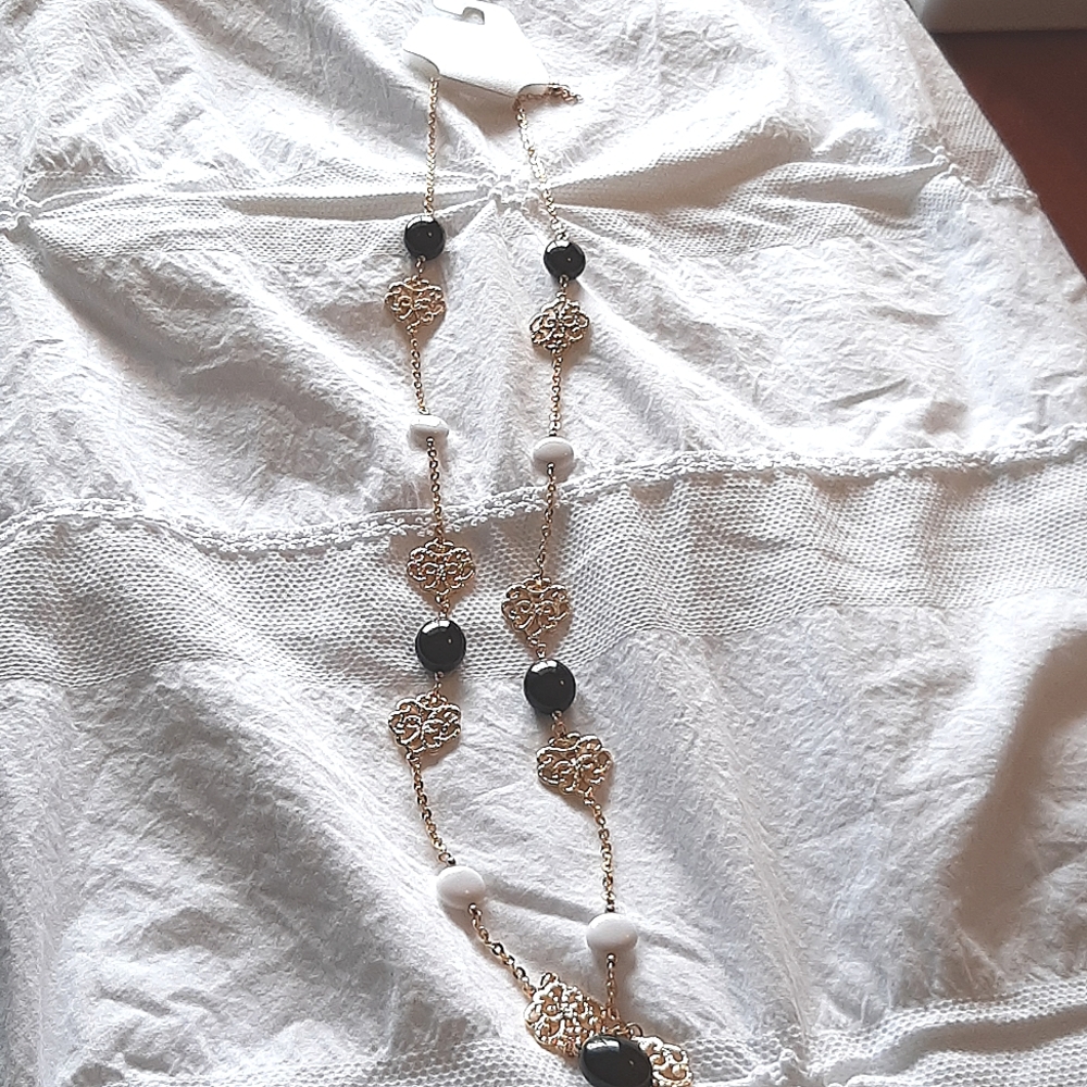 Black white and gold A&I Necklace